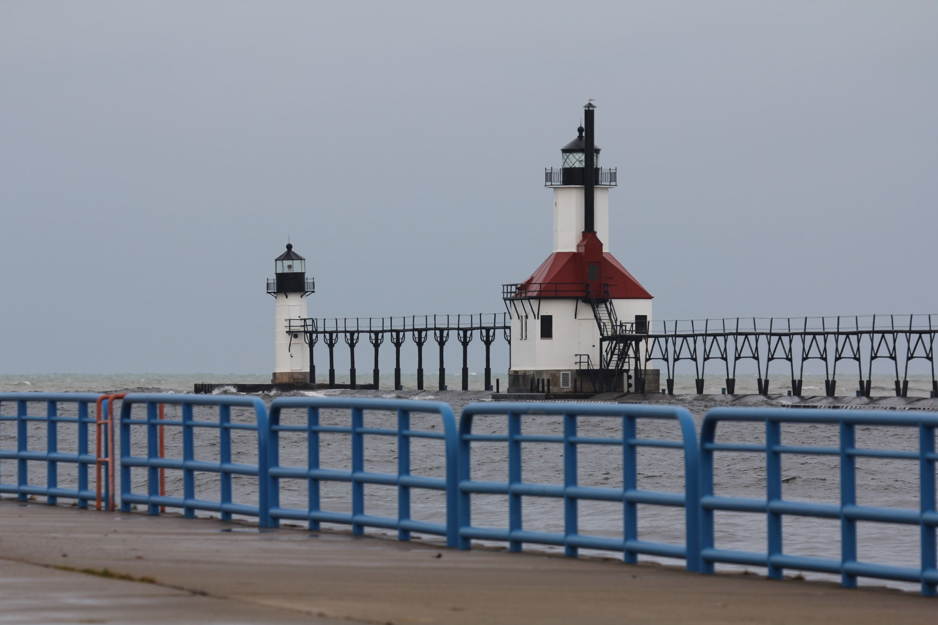 St. Joseph, Michigan pier lighthouses on Lake Michigan